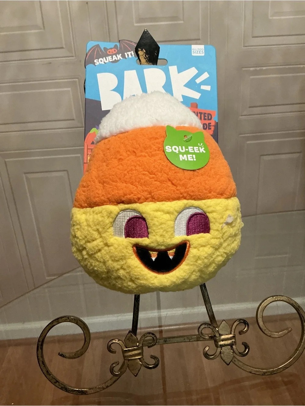 BARK | Halloween Candy Corn Dog Toy Clinker & Squeaker 7”